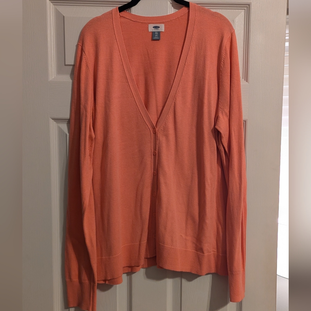 Old Navy Coral Orange Cardigan size XXL Tall